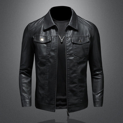 Nelson - Chaqueta de cuero biker casual para hombres
