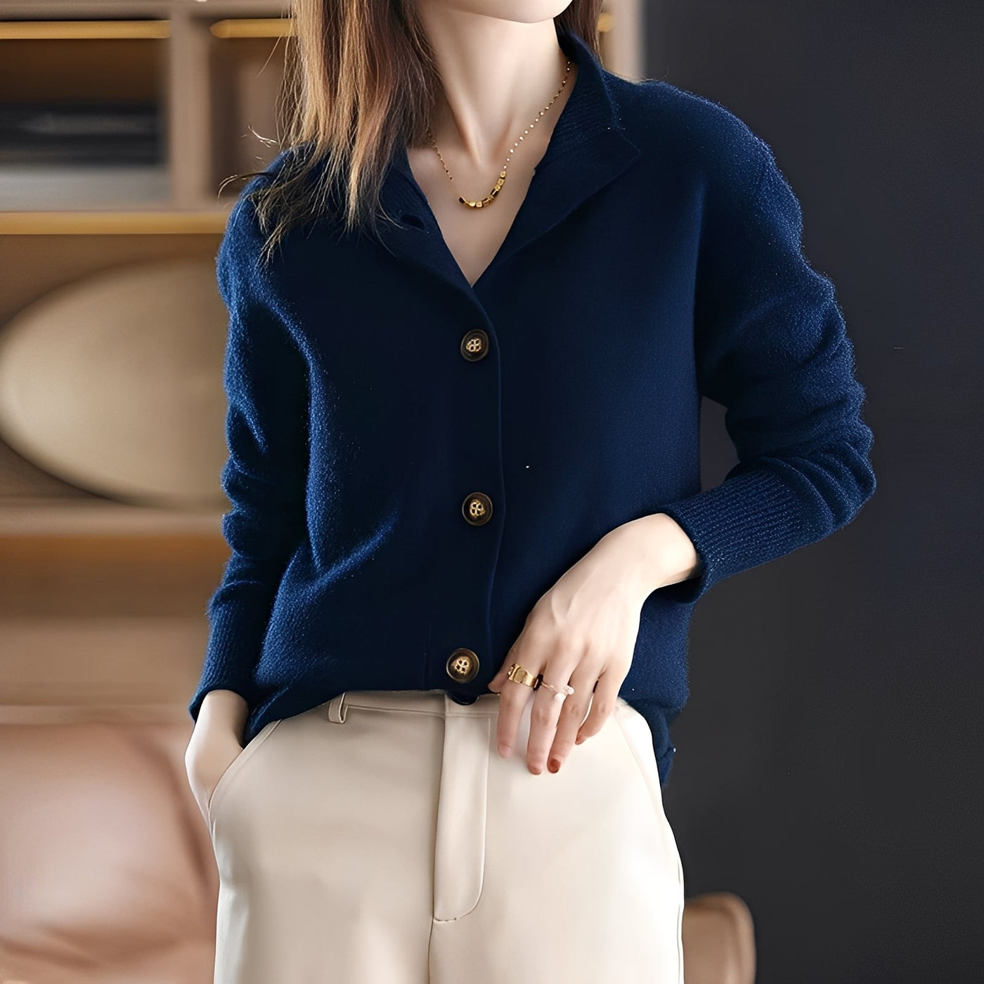 Adalynn - Elegante cardigan holgada con botones para mujeres