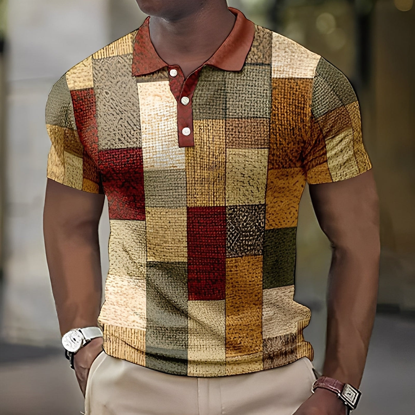 Reginald - Elegante camiseta polo multicolor para hombres