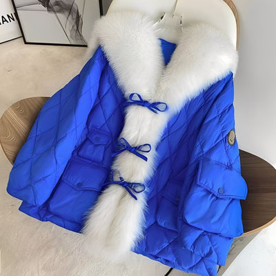 Marjorie - Chaqueta de plumas de moda con cuello de piel para mujeres