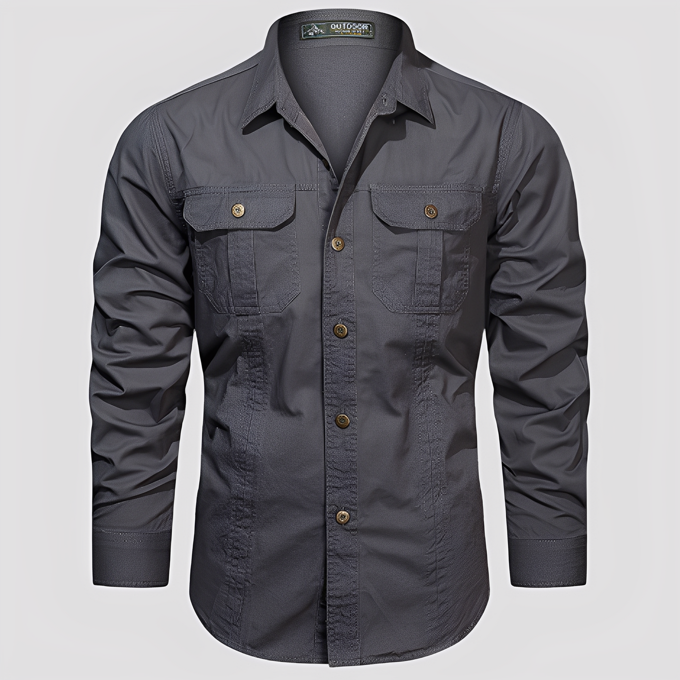 Ranulph - Camisa Cargo de Manga Larga Casual para Hombres