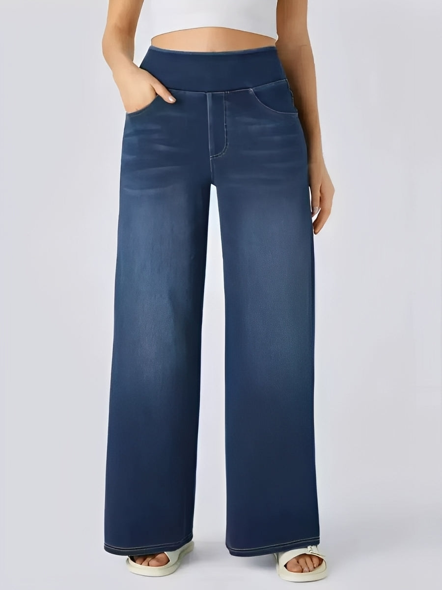 Miley - Jeans rectos elásticos con tiro alto para mujer