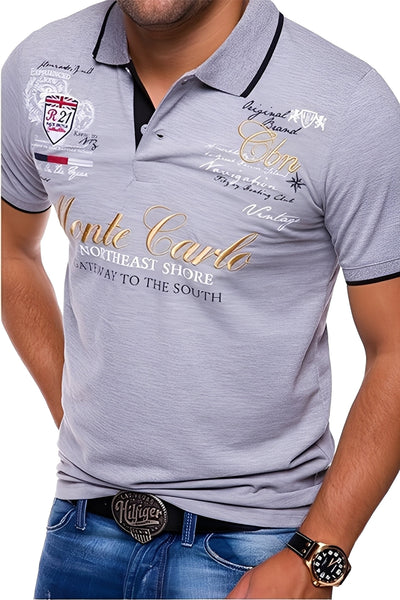 Brent - Camiseta polo casual con imagen para hombres