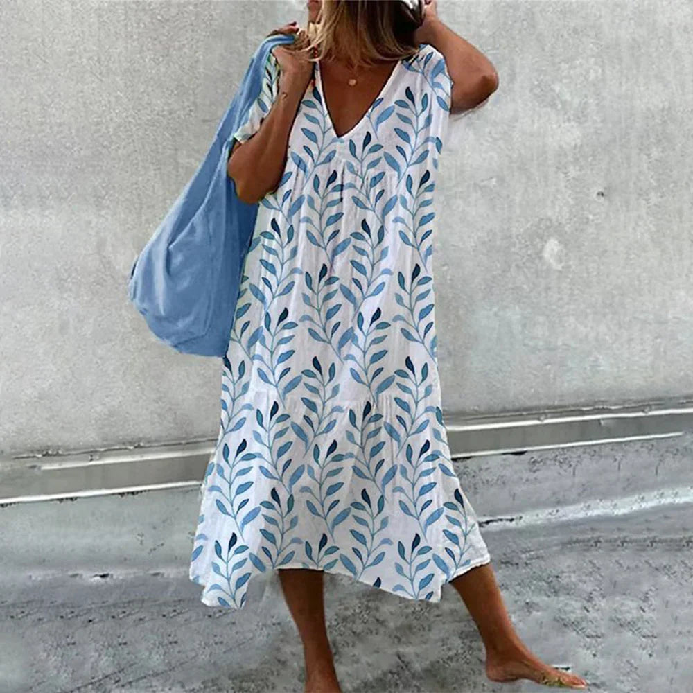 Hallie - Vestido Midi Fluido con Acuarela