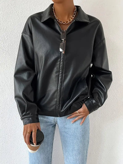 Rachael - Chaqueta de Cuero con Cremallera