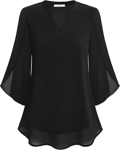 Brianna - Blusa de Manga Abierta con Movimiento Elegante