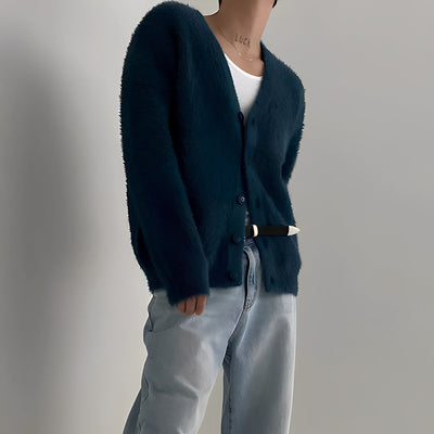 Merton - Cardigan de punto casual, casual de lana para hombres