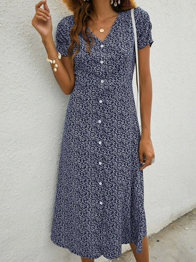 Stacey – Elegante Vestido Azul Marino con Escote en V