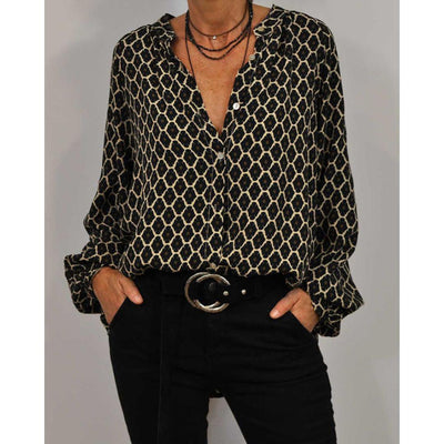 Meriva - Blusa suelta con cuello en V y botones para mujer