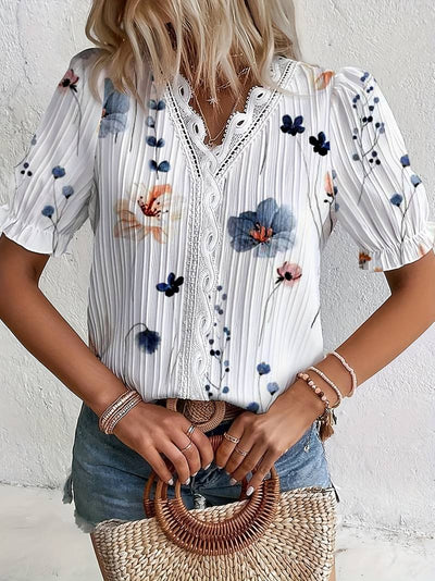 Ava - Blusa de Primavera con Escote en V y Comodidad Ligera