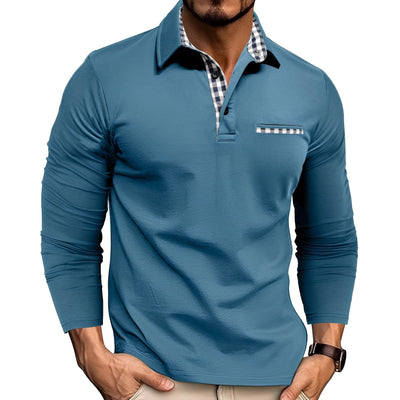 Rupert - Camisa Polo de Manga Larga Casual para Hombres