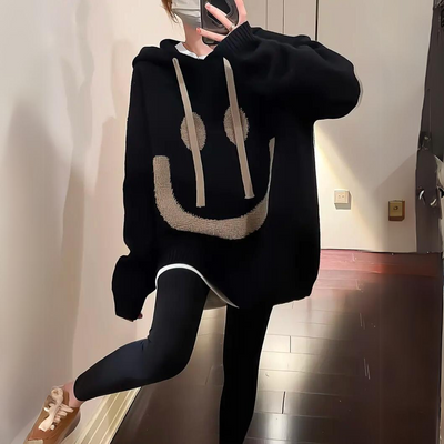 Emelia - Hoodie suelto con diseño de smiley para mujeres