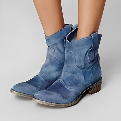 Adaline - Botas vaqueras retro con tacón bajo para mujer