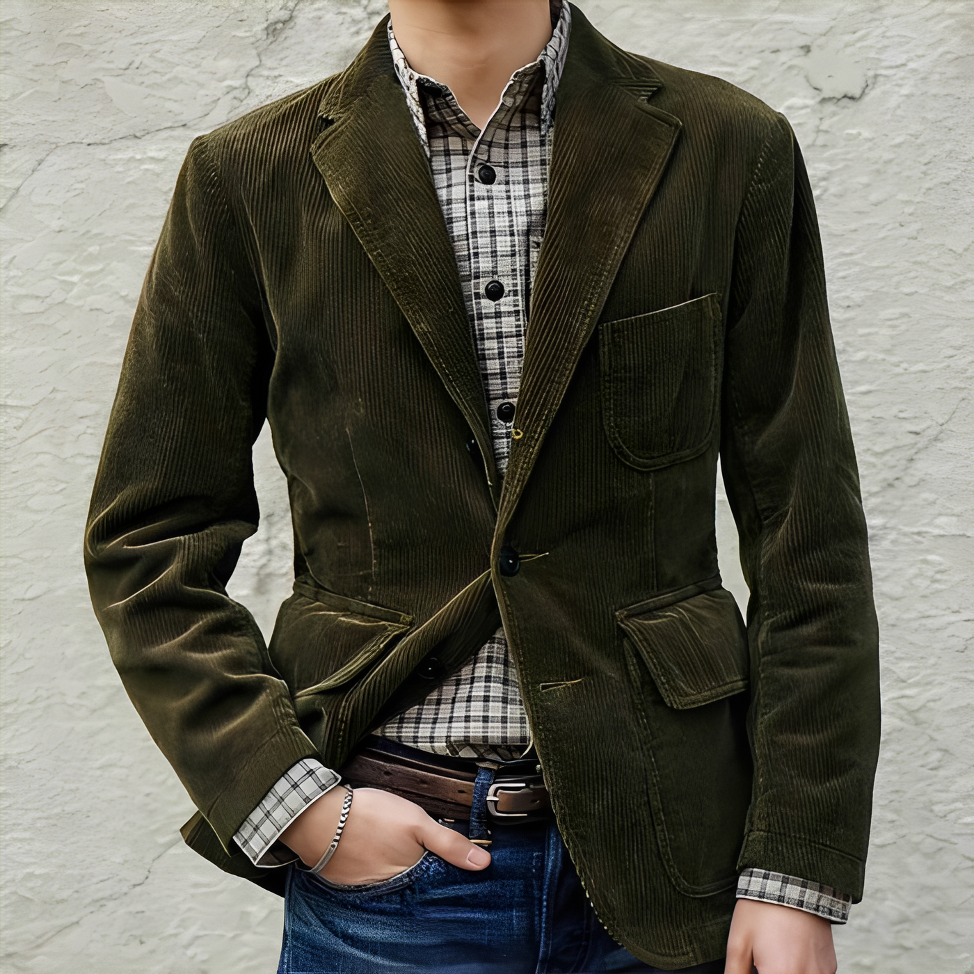 Dalton - Chaqueta informal de lana con bolsillos para hombres