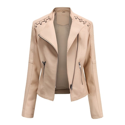 Narelle - Elegante, estrecha chaqueta corta de cuero para mujeres
