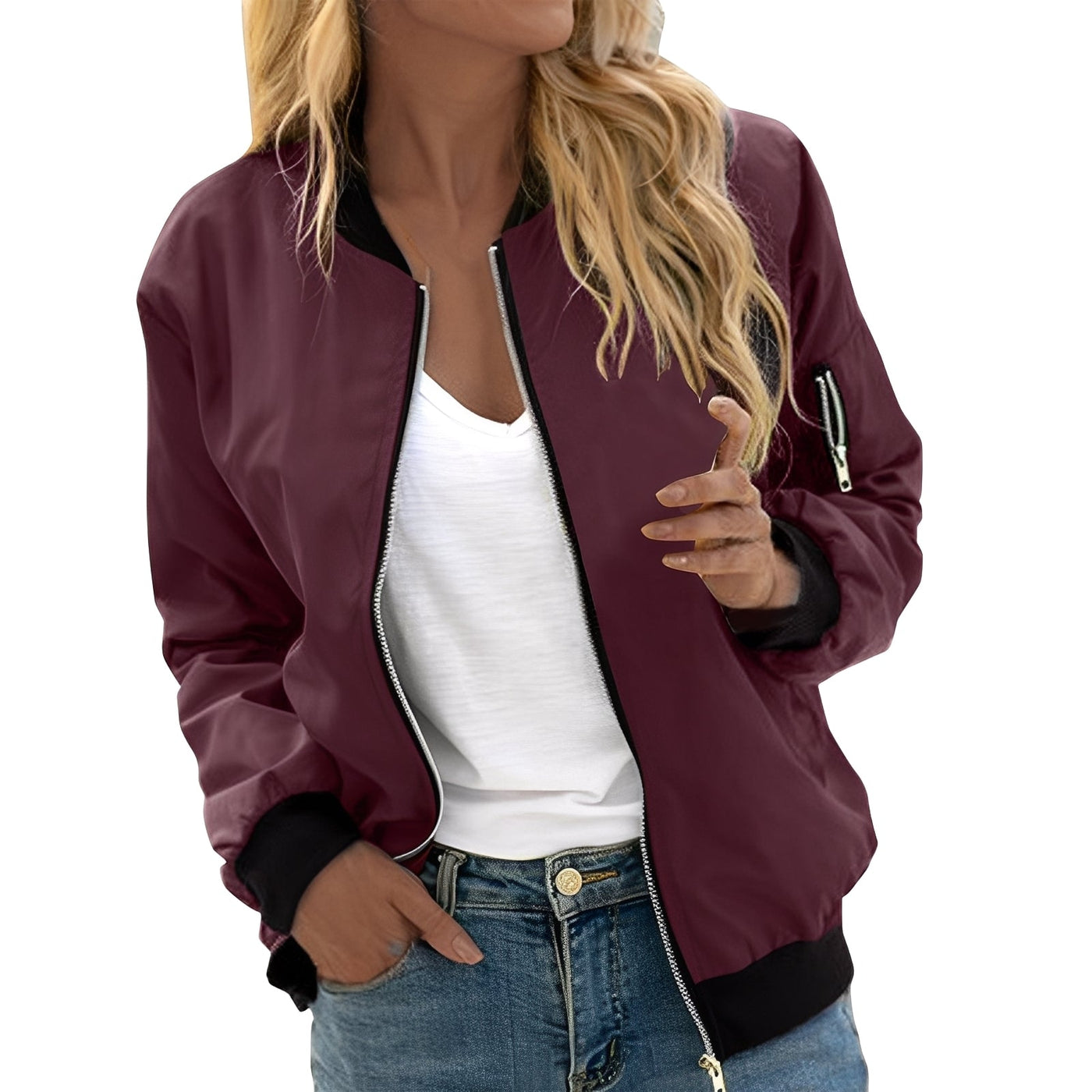 Shirlee - Chaqueta bomber casual en estilo retro para mujeres
