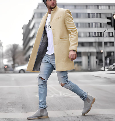 Cordell - Casual largo abrigo de lana para hombres