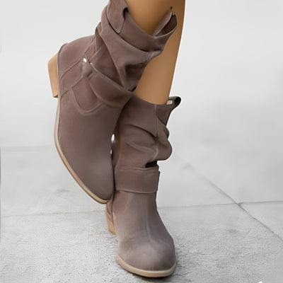 Marjorie - Botas de gamuza casuales de corte ancho para mujer