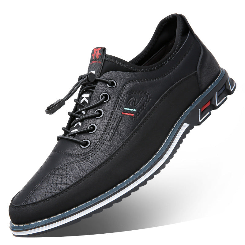 Aaron - Zapatillas de cuero antideslizantes casuales para hombres