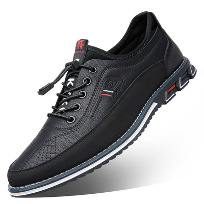 Aaron - Zapatillas de cuero antideslizantes casuales para hombres
