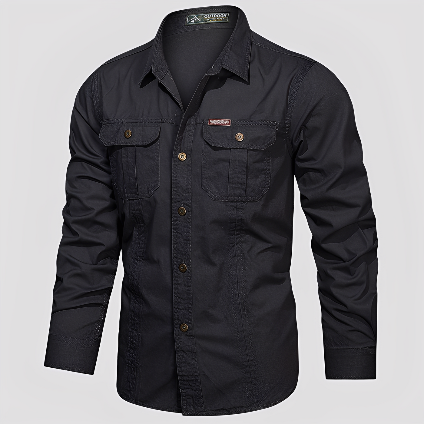 Ranulph - Camisa Cargo de Manga Larga Casual para Hombres