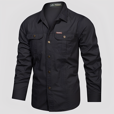 Ranulph - Camisa Cargo de Manga Larga Casual para Hombres