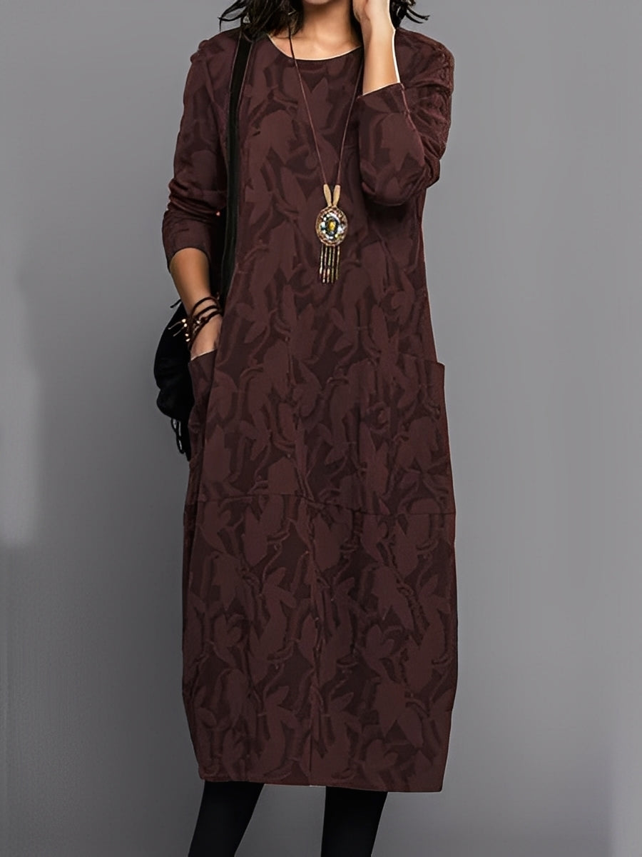 Kadence - Elegante vestido de manga larga con estampado para mujer