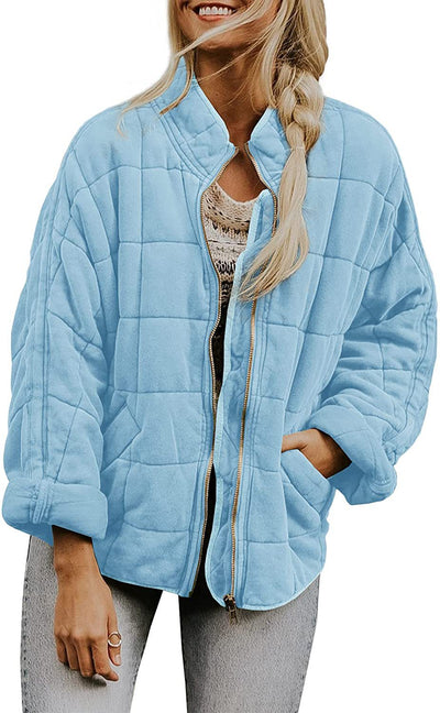 Wenona - Chaqueta de cuadros caliente con bolsillos para mujeres