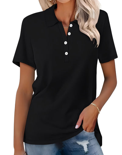 Glenna - Camiseta Polo de Manga Corta Ajustada y Casual para Mujer