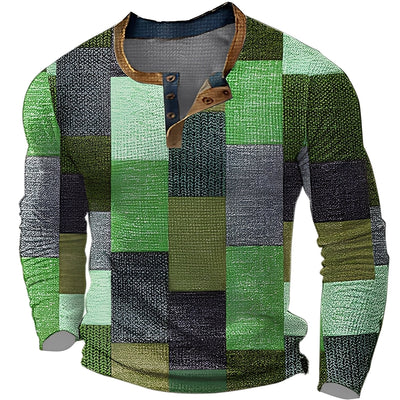 Brennan - Camisa de manga larga casual impresa para hombres