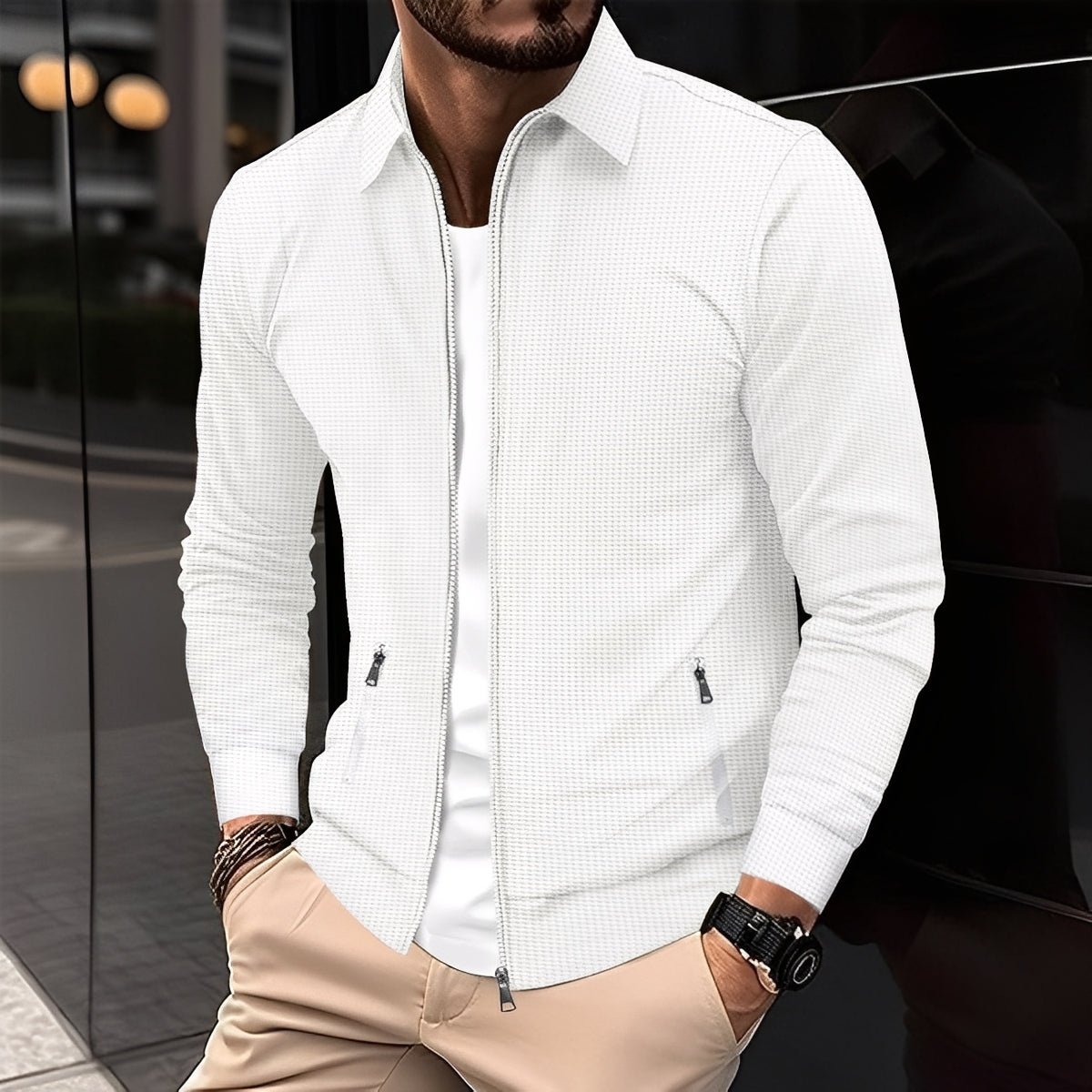 Anthony - Chaqueta moderna con bolsillos con cremallera para hombres