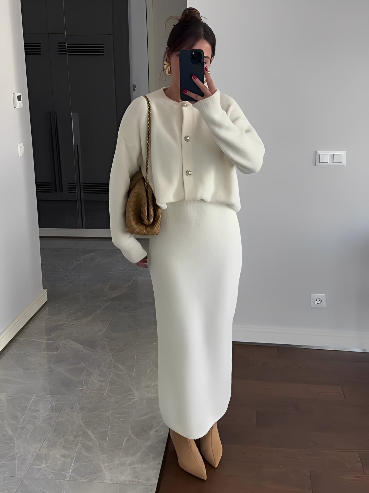Cecilia - Elegante conjunto de cárdigan y falda para mujeres