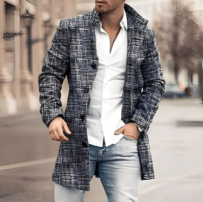 Darden - Abrigo largo de tweed casual para hombres