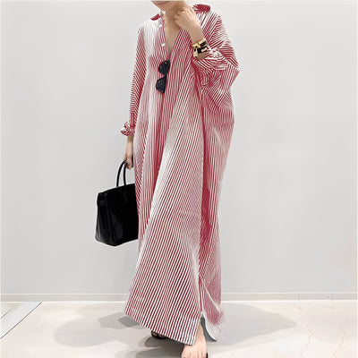 Davida - Vestido camisa informal a rayas para mujer