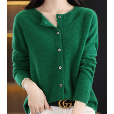 Mariví - Elegante Cardigan Cuello Redondo de Lana