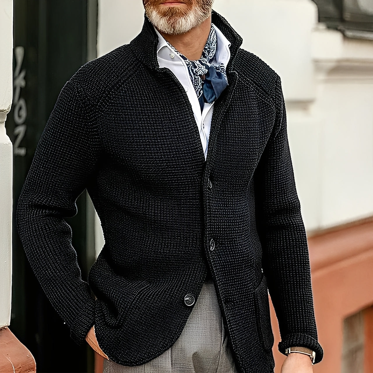 Jason - Elegante Cardigan de Punto para Hombres