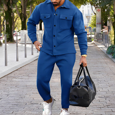 Kent - Conjunto Casual Ajustado de Camisa y Pantalón para Hombres