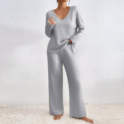 Michele - Conjunto de salón de dos piezas de punto informal para mujeres