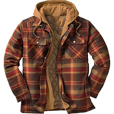 Denzil - Chaqueta de franela casual con cuadros para hombres