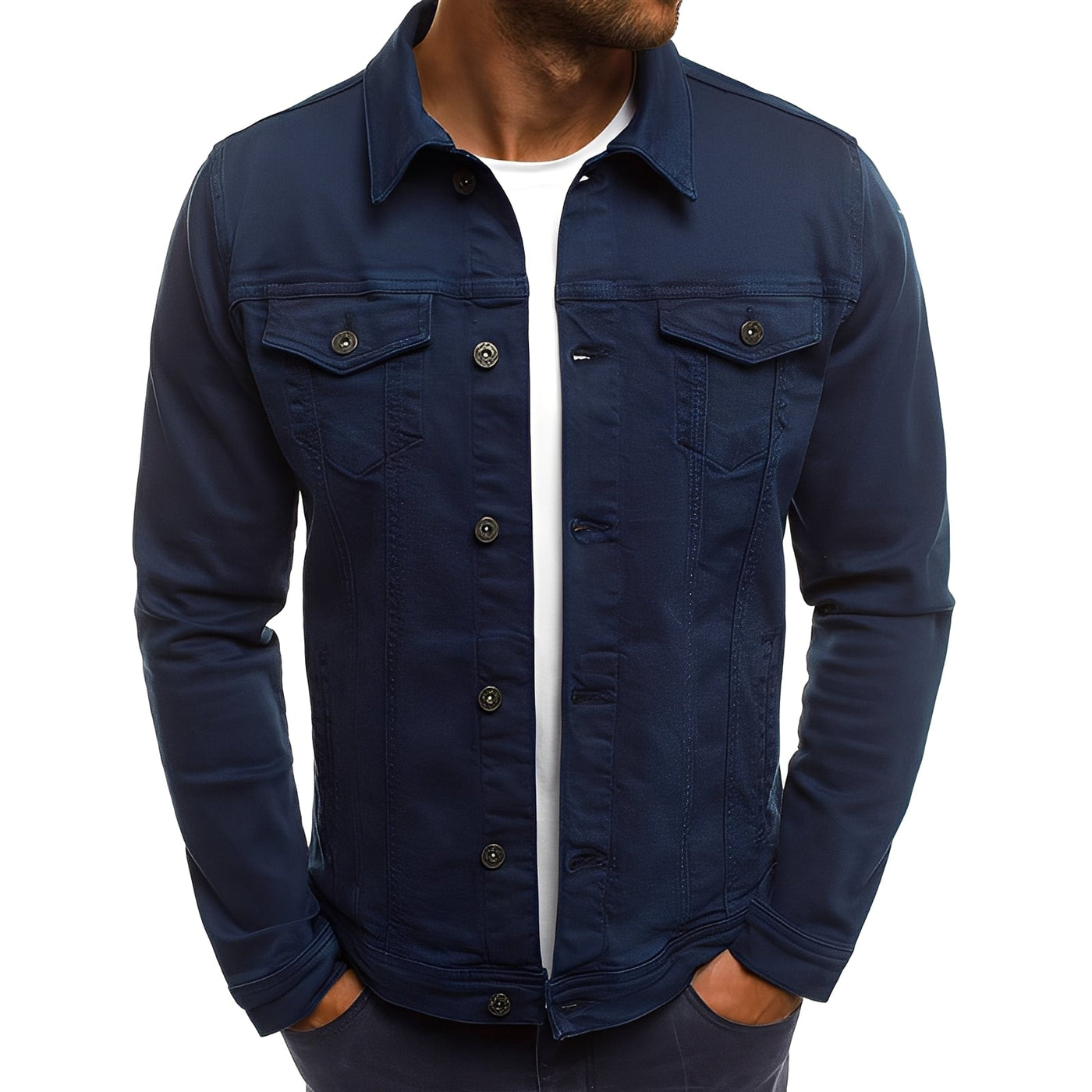 Steven - Estilosa Chaqueta de Jeans con Bolsillos para Hombres