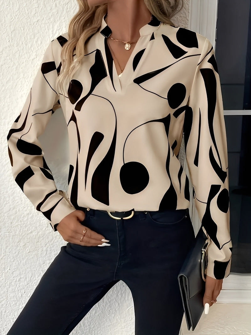 Melville - Elegante blusa de manga larga con estampado para mujer