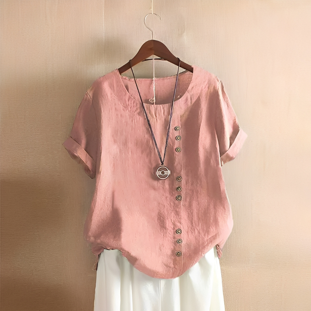 Corrine - Clásica, holgada blusa de lino para mujer