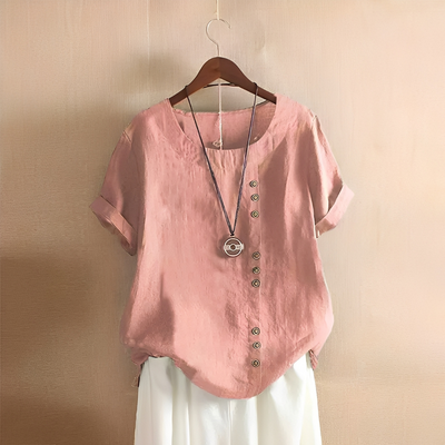 Corrine - Clásica, holgada blusa de lino para mujer