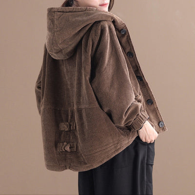 Rachel - Chaqueta corta de pana con capucha para mujeres