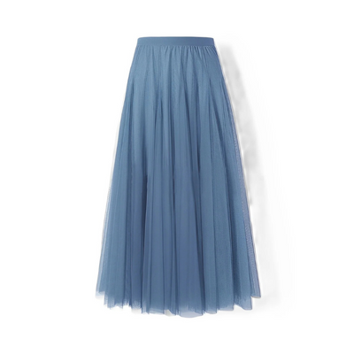 Kelly - Falda midi casual de malla plisada para mujer
