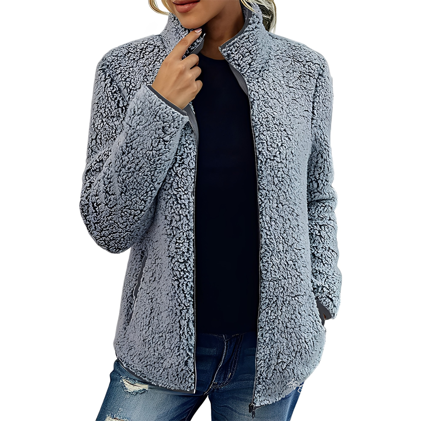 Alethea - Elegante abrigo de terciopelo polar para mujer