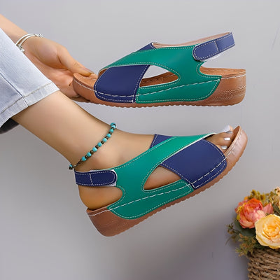 Clarissa - Sandalias casuales de cuña con correas cruzadas para mujeres