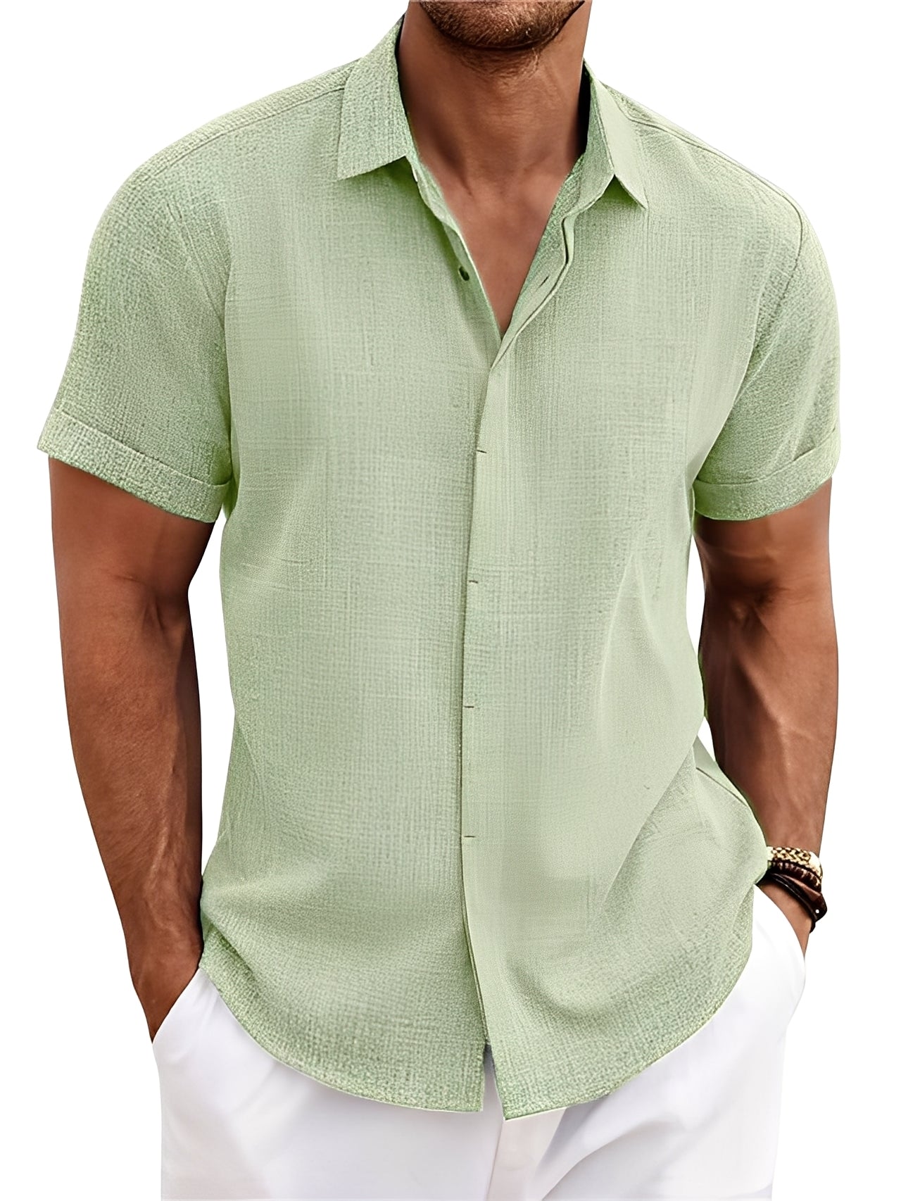 Caelum - Camisa casual sencilla de manga corta para hombres