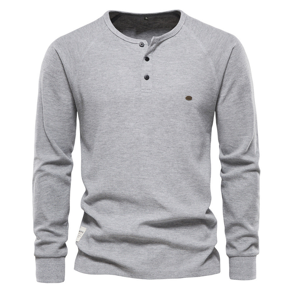 Jacob - Camisa Casual de Manga Larga de Waffle para Hombres