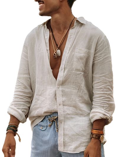 Donovan - Cómoda camisa de lino holgada para hombres